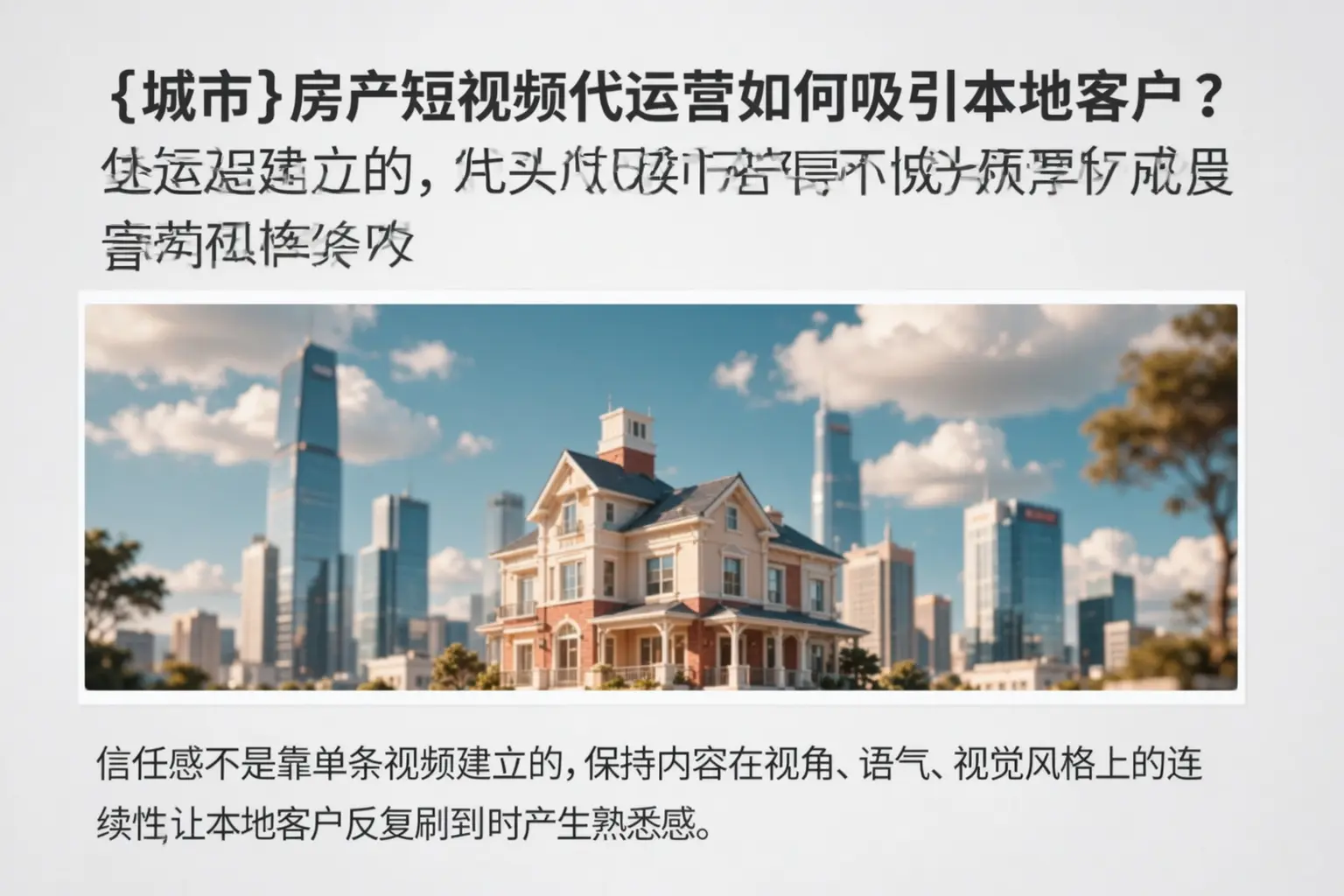 永定房产短视频代运营如何吸引本地客户？